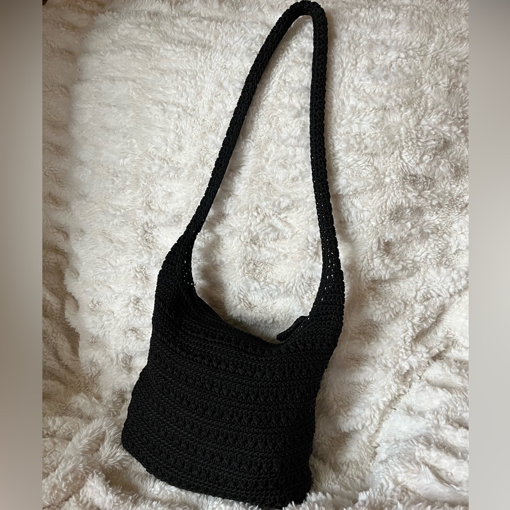 The Sak Black Crochet Hobo Bag